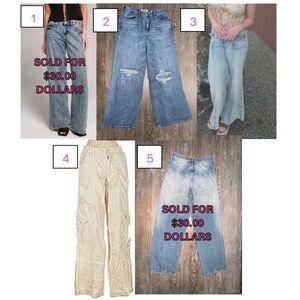 BDG URBAN OUTFITTER/H&M/PTCL Ethikal (3) pair BUNDLE-Wide leg Jeans-size 9/10
